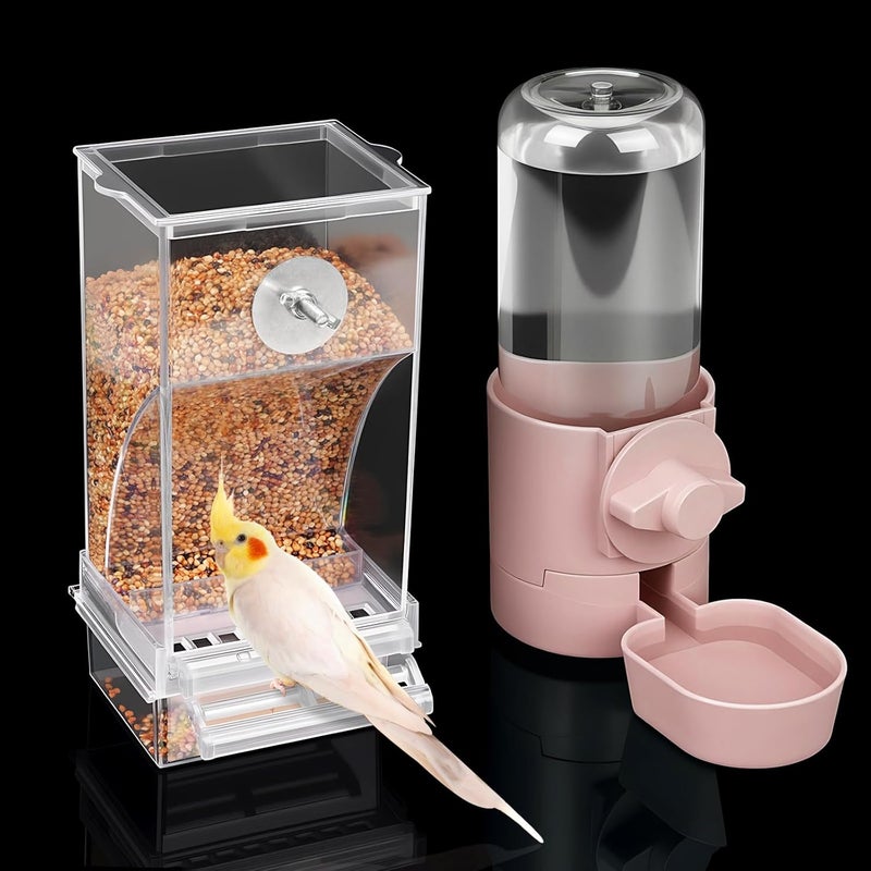 lemtrflo No Mess Bird Feeder Water Dispenser Set, Bird Feeder for Cage, Cage Accessories for Cockatiels, Finches, Budgies and Canaries - Image 1